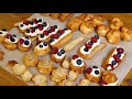 Choux a la creme cu vanilie, frișcă și caramel, eclere cu glazură de ciocolată CC SUB| Savori Urbane