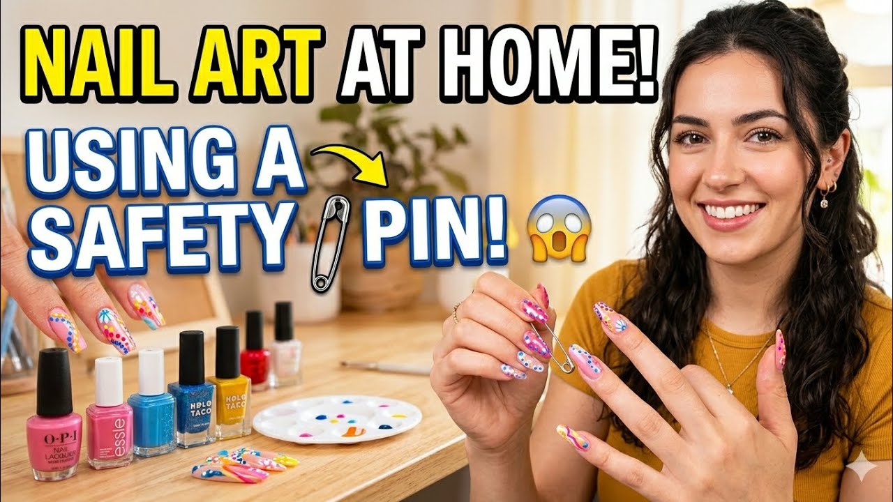 #nail art at home#simplenails#nail art using sefty pin#naildesigns# ...