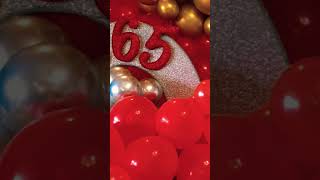 65th Birthday Celebration - Red/Gold Theme #balloons #birthday #decoration #red
