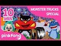 T-Rex vs Monster Truck and more | +Compilation | Monster Trucks | Pinkfong Songs for Children