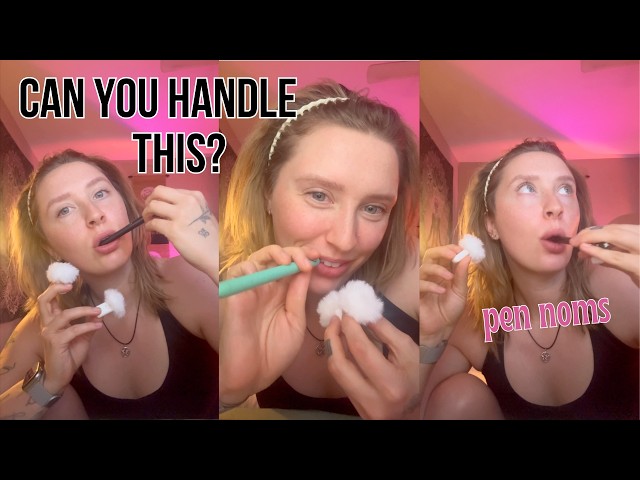 ASMR Ear to Ear Mouth Sounds 😮 Testing Your Sensitivity (Pen Nibbling)