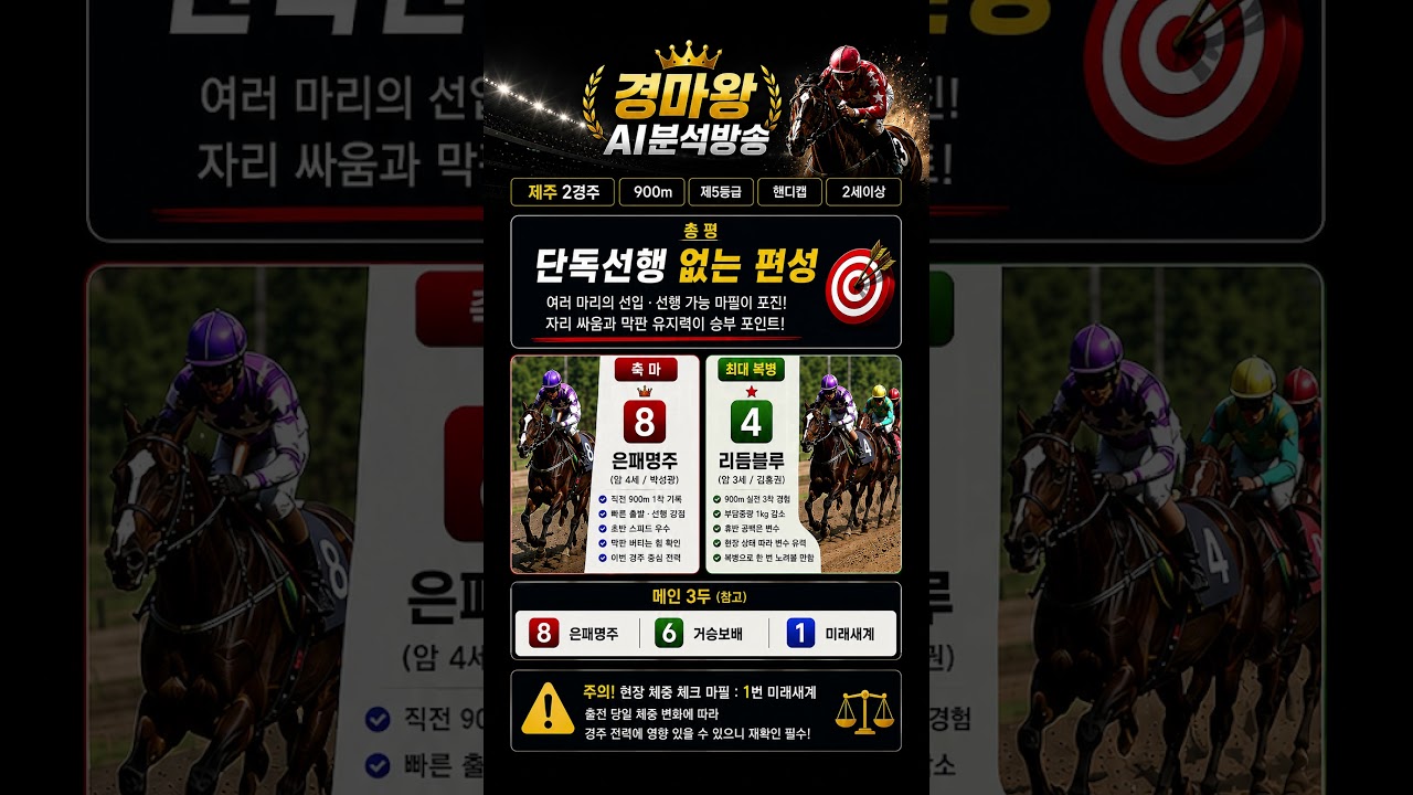 6월27일 제주 2경주는? 단독선행 없는 편성!! 누가 나갈까?