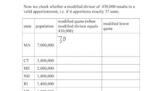 Math 103 Apportionment 13: Jefferson’s Method