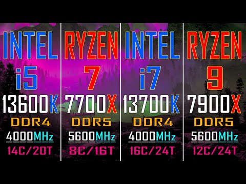 i5 13600K (DDR4) vs R7 7700X (DDR5)  vs i7 13700K (DDR4) vs R9 7900X (DDR5) || INTEL vs RYZEN ||