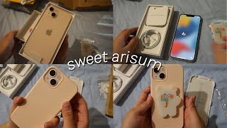 (ENG CC) ꒰ แกะกล่องไอโฟน 13 สีชมพู+ติดฟิล์มเองครั้งแรก+แกะ griptok ⊹˚ Unboxing iPhone 13 Pink