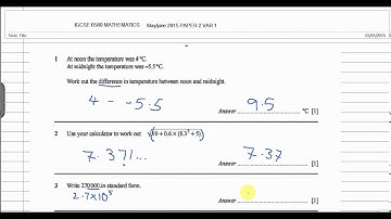 QUESTION 1-5 WORKED SOLUTION IGCSE 0580 MATHS PAPER 2/1 MAY/JUNE 2015