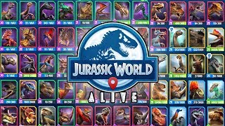 ALL 196 CREATURES UNLOCKED (JURASSIC WORLD ALIVE)