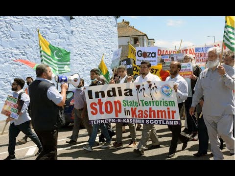 Kashmiris and Palestinians demonstrated outside the G7 Summit 2021 in cornwall