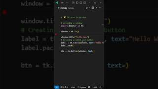 Build a Python GUI in 30 Seconds with Tkinter! 😲🔥 #python #coding #correctcoding#programming