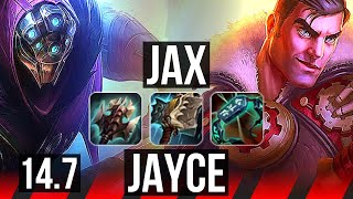 JAX vs JAYCE (TOP) | 1700+ games, 7 solo kills, 13/5/13, Dominating | NA Master | 14.7