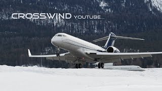 Global 7500 impressive approach and powerful Take-Off | Engadin Airport | 19.02.2022