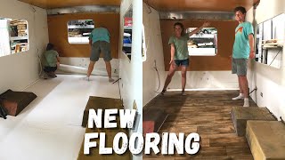 INSTALLING VINYL FLOORING IN OUR VINTAGE TOYOTA DOLPHIN CAMPER VAN