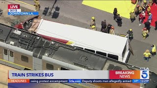 Several hurt after Metro train collides with bus in Los Angeles  screenshot 2