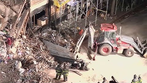 Officials say no victims found in rubble of building collapse in New York