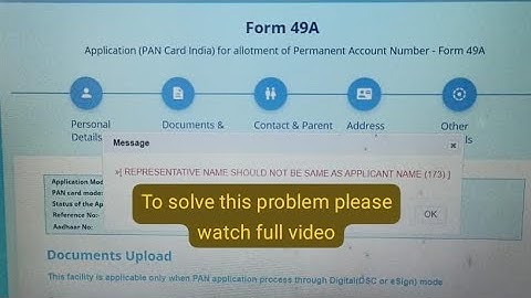 REPRESENTATIVE NAME SHOULD NOT BE SAME AS APPLICANT NAME(173) #utiitsl #utipan #utipsa #uti #uti