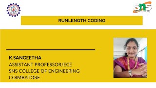 Run length coding | K.Sangeetha | SNS Institutions Net Worth
