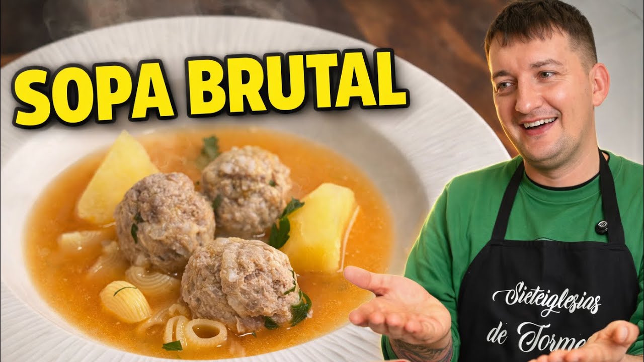 La SOPA CASERA que REVIVE a CUALQUIERA 🍲 | Con albóndigas, patata entera y toque de limón