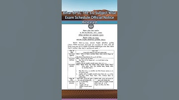 Bihar BPSC TRE 3.0 Subject Wise Exam Schedule Official Notice Released