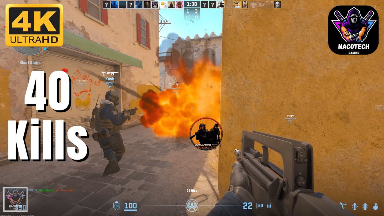 Counter strike-2 -Deathmatch- 40 Kills- (No Commentary)- 4k