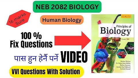 100% Fix Questions 🔥 From Human Biology • NEB Class 12 Biology 2082 • #neb2082 #biology #class12
