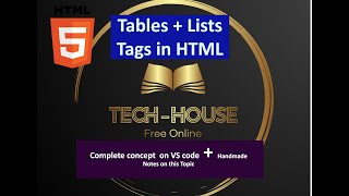 HTML Tables + List tutorial step by step on VS code editor