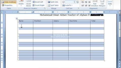 MS Word 2007 Part 14) Insert Menu in Dari / Farsi Omar Akbari