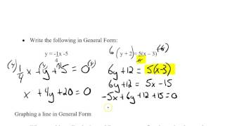 6-6 General Form of the Equation of a Line Video