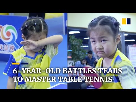 6-year-old battles tears to master table tennis in China