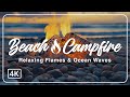 🔥 Beach Campfire | Relaxing Flames & Ocean Waves | No Ads