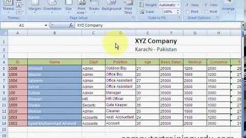 MS excel 2007Hindi-Page Margin,Orientation,size,Print area,Breaks,Background,Print titles
