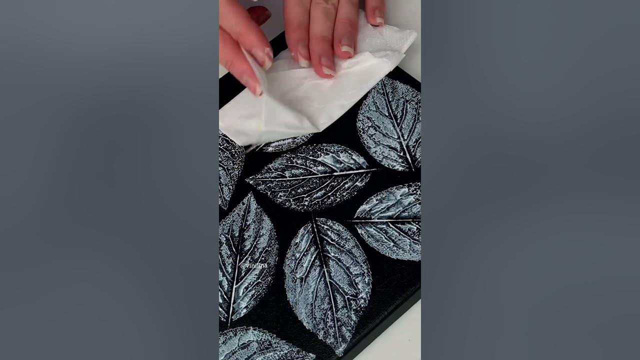 Black and white / Leaf painting / Acrylic painting / Painting technique 