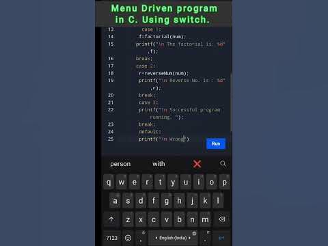 Menu driven program in C. using function#shorts - YouTube
