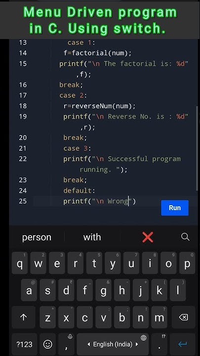 Menu driven program in C. using function#shorts - YouTube