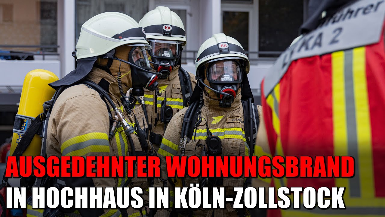 Hochhausbrand in Köln-Zollstock - Löschgruppe Kalk und Berufsfeuerwehr im Einsatz | 10.11.2024