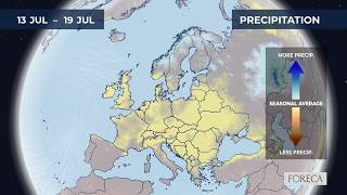Monthly precipitation forecast for Europe 2/7/2026