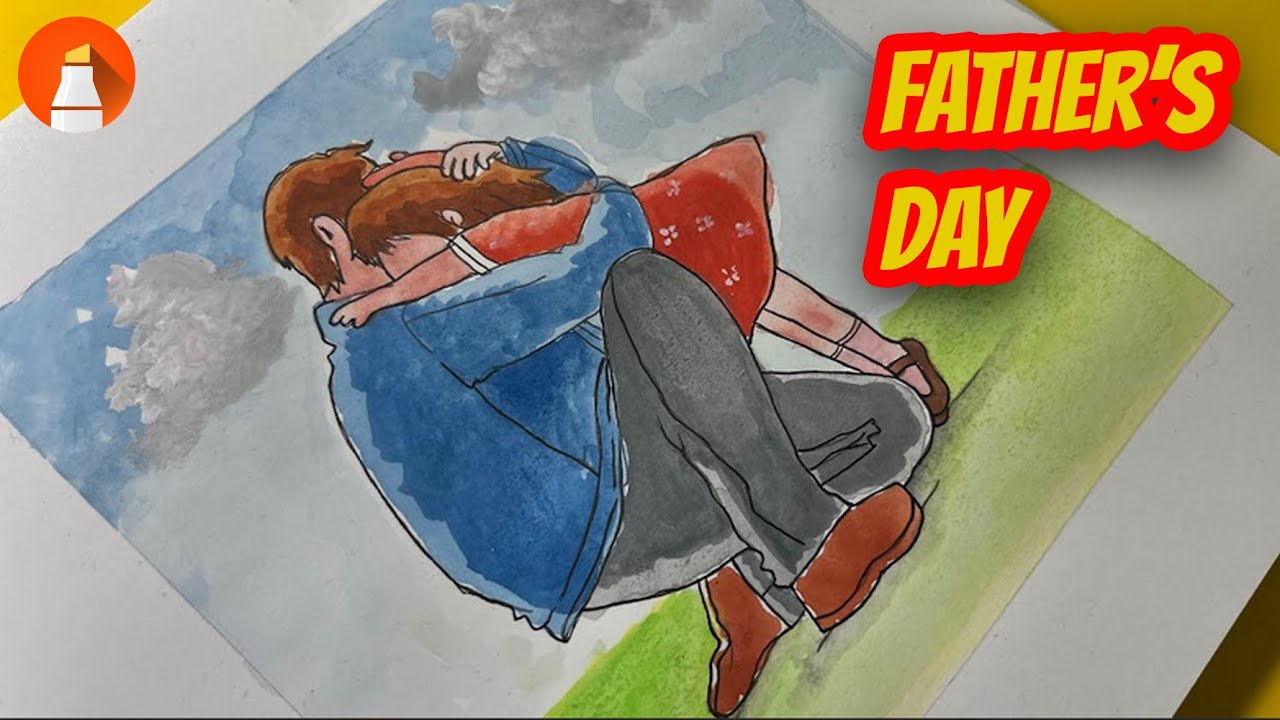 Fathers day drawings easy step by step for kids - Andy Art Hub - YouTube