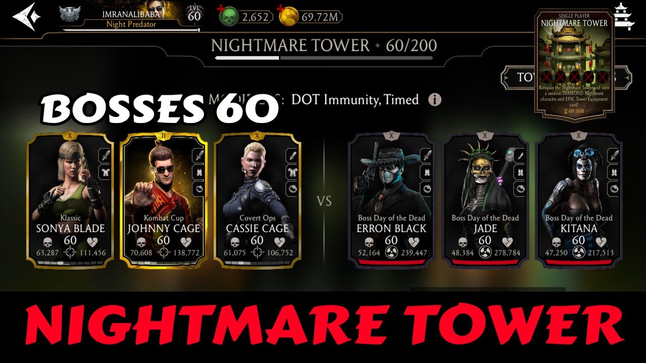 Nightmare Tower | 60 Bosses | Beat By Gold Team | Mk Mobile