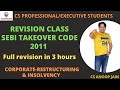 REVISION SEBI TAKEOVER CODE-2011 | CORPORATE RESTRUCTURING & INSOLVENCY| CS ANOOP JAIN | ACADEMY99