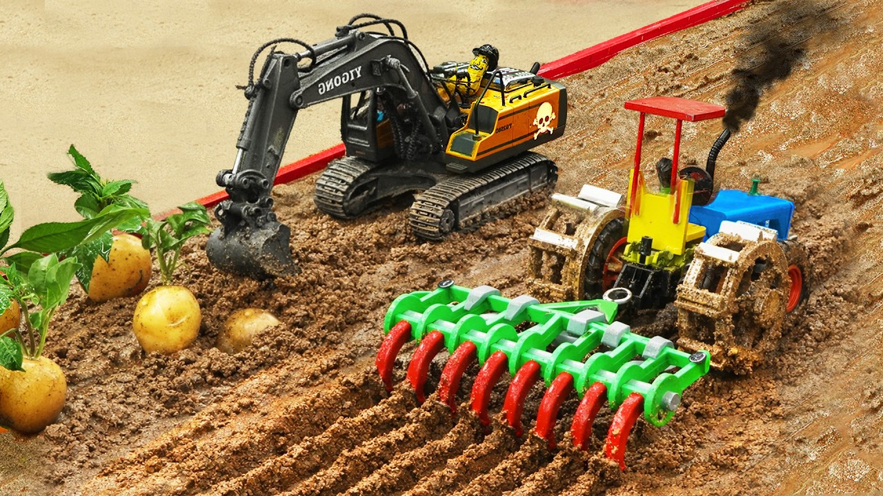 DIY Tractor Making Off-road Wheels for Tractor Ploughing on Muddy Farm | HP Mini DIY Tractor