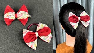 Easy - way make a Bow clip . How to make Bow Clip and Scrunchies .