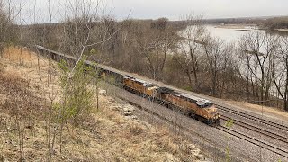 Union Pacific loaded down double coal on the Marceline Subdivision in Eton, Missouri