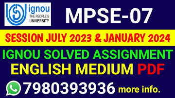 MPSE 7 Solved Assignment 2023-24 English, MPSE 7 Solved Assignment 23-24, MPSE-07 Assignment