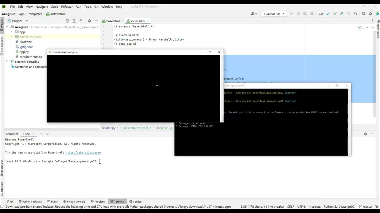 gitbash windows flask - YouTube