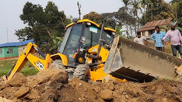 JCB Backhoe Moving and Working on Difficult Place - JCB Machine Making Drain