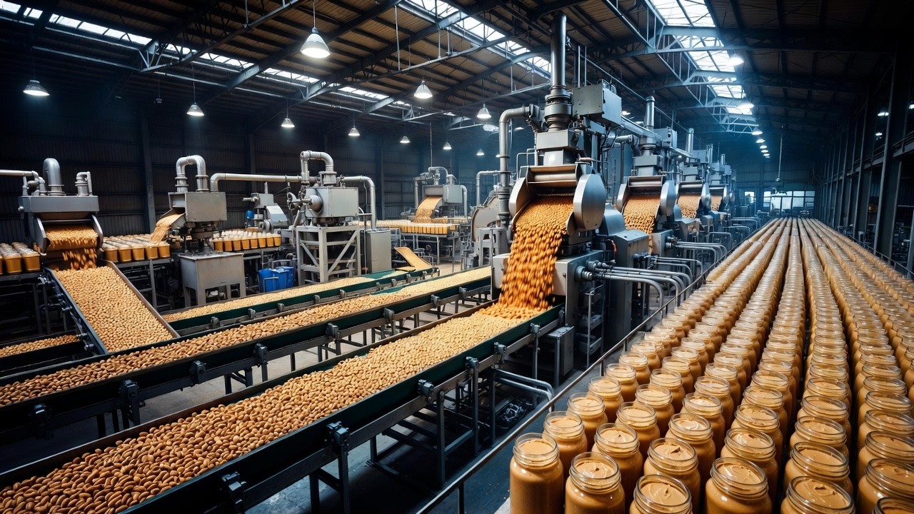 How Peanut Butter Is Made in a Mega Factory 😱 (Full Process)