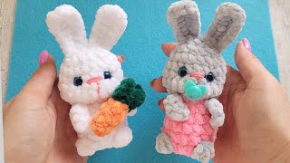 Зайчик малыш с морковкой из плюшевой пряжи крючком/crochet bunny tutorial/Häkelhase