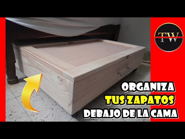 🚨 Zapatera de madera Movil Para Debajo de la Cama/ #puertas abatibles/  Excelente #ideas 