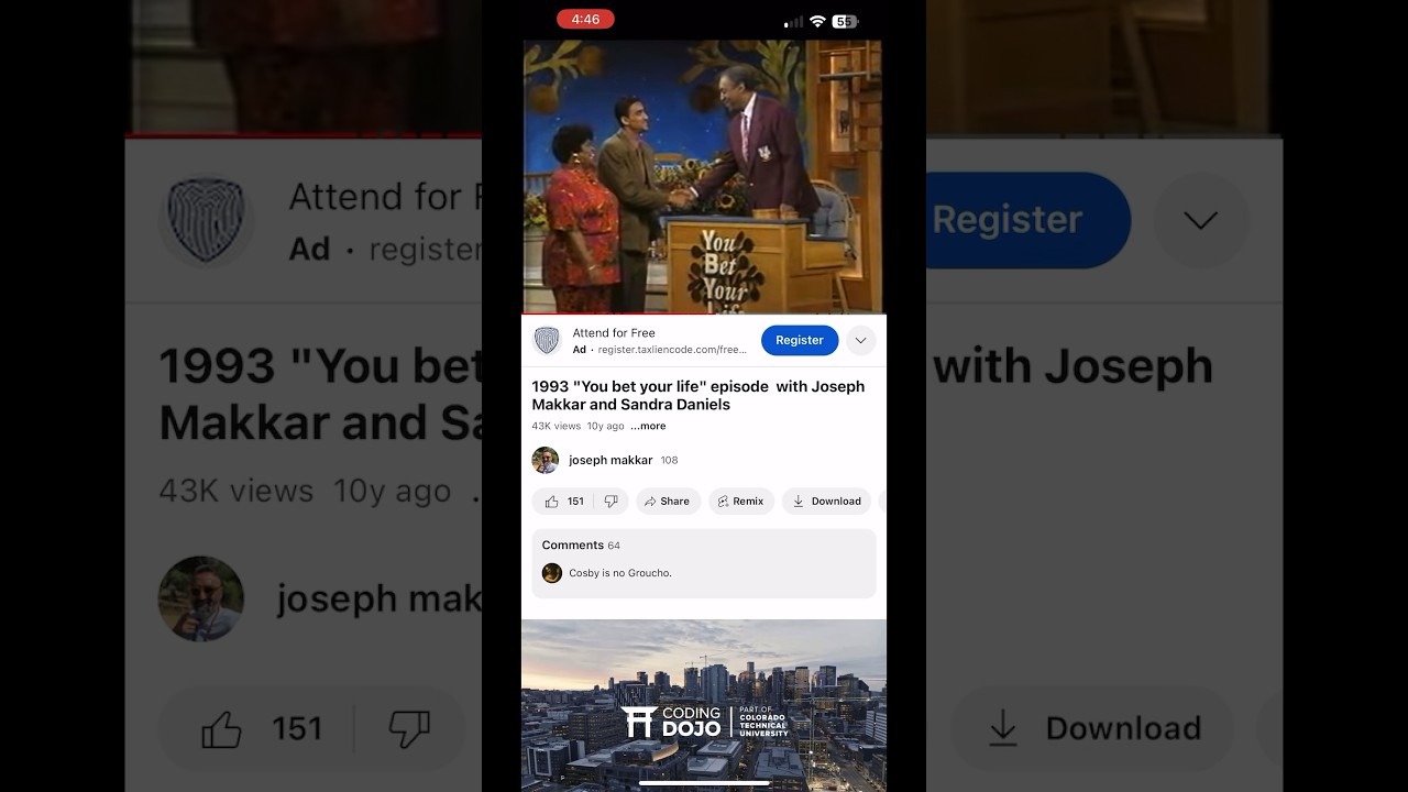 #billcosby meeting bill Cosby as a 19 year old kid on #youbetyourlife