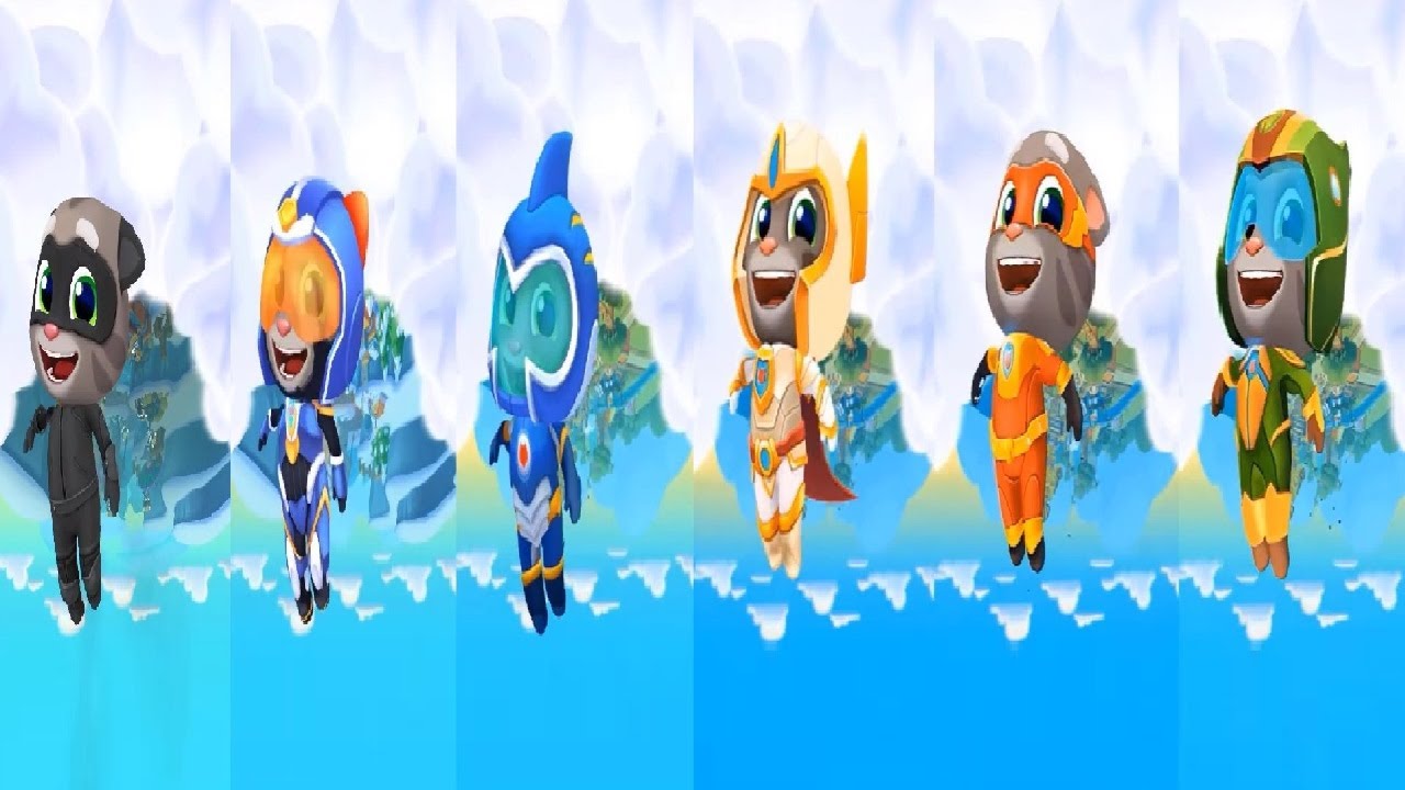 TALKING TOM HERO DASH Cat Noir Tom VS TROOPER TOM Deep SeaTom PlatinumTom SUPER TOM PLANET POWER TOM