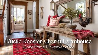 Rustic Rooster Charm Farmhouse Decor Ideas | Vintage Red Plaid Accents for Cozy Home Makeover 2026